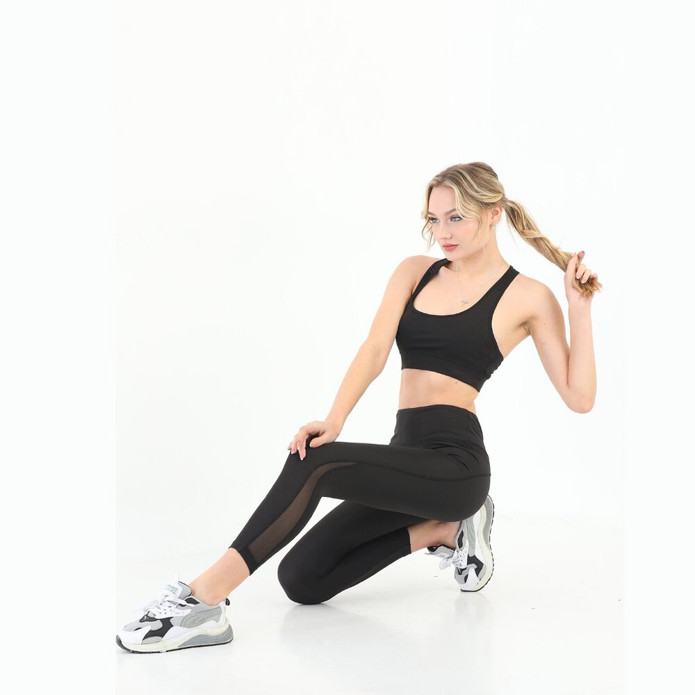 Women Black Mesh Legging